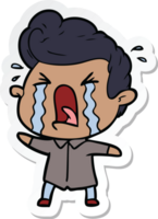 pegatina de un hombre llorando de dibujos animados png