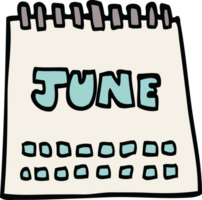 karikaturgekritzelkalender, der monat juni zeigt png