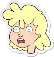 pegatina de un rostro femenino de dibujos animados png