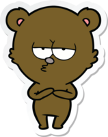 sticker of a bored bear cartoon png