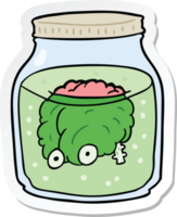 sticker of a cartoon spooky brain in jar png