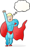 cartoon superhero with thought bubble png