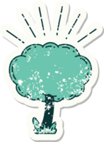 worn old sticker of a tattoo style tree png