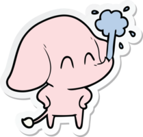 adesivo di un simpatico cartone animato elefante che spruzza acqua png