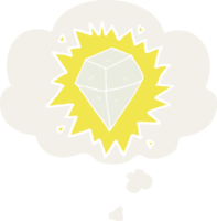 dibujos animados brillante cristal con pensamiento burbuja en retro estilo png