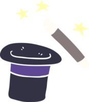 chapeau et baguette de magiciens doodle dessin animé png