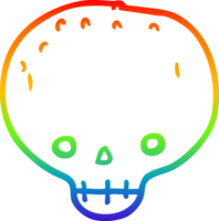 rainbow gradient line drawing of a cartoon skull png