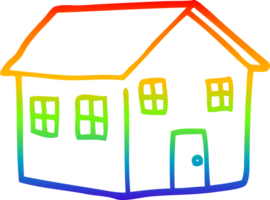 rainbow gradient line drawing of a cartoon house png