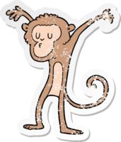 distressed sticker of a cartoon monkey png