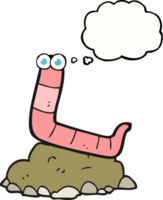 getrokken gedachte bubbel tekenfilm worm png