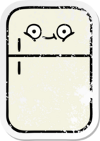 distressed sticker of a cute cartoon fridge prozer png