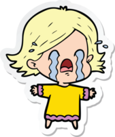 sticker of a cartoon woman crying png