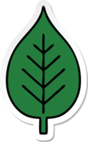 adesivo di una foglia verde simpatico cartone animato png