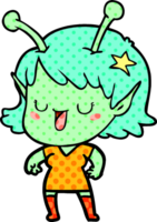 glückliches Alien-Mädchen-Cartoon-Lachen png