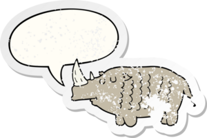 cartoon rhinoceros with speech bubble distressed distressed old sticker png