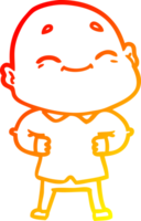 warm gradient line drawing of a cartoon happy bald man png