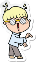 sticker of a cartoon boy wearing spectacles png