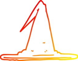 warm gradient line drawing of a cartoon witch hat png