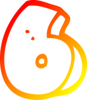 warm gradient line drawing of a cartoon number six png