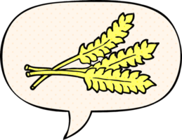 cartoon wheat with speech bubble in comic book style png