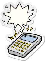 cartoon calculator with speech bubble sticker png