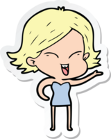 sticker of a happy cartoon girl png