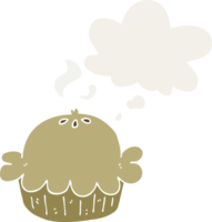 cartoon pie with thought bubble in retro style png
