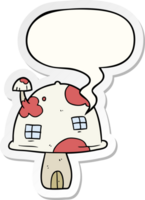 cartoon fairy mushroom house with speech bubble sticker png