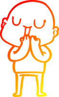warm gradient line drawing of a happy cartoon bald man png