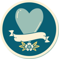 sticker of tattoo in traditional style of a heart and banner png