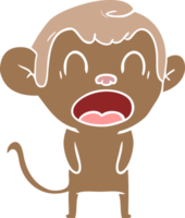 bâillement singe de dessin animé de style plat couleur png