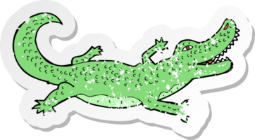 retro distressed sticker of a cartoon crocodile png