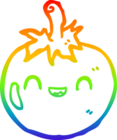 arcobaleno pendenza linea disegno di un' carino cartone animato pomodoro png