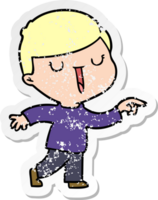 distressed sticker of a cartoon happy boy png