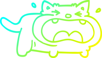 cold gradient line drawing of a cartoon fat cat png