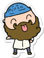 sticker of a man with beard sticking out tongue png