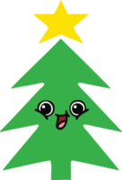 vlak kleur retro tekenfilm van een Kerstmis boom png