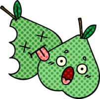 comic book style cartoon of a green pear png