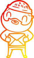 warm gradient line drawing of a cartoon bearded man png