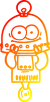 warm gradient line drawing of a happy carton robot with light bulb png