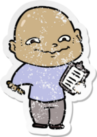 distressed sticker of a cartoon nervous man png