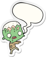 cute cartoon zombie with speech bubble sticker png