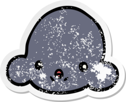 distressed sticker of a cartoon cloud png