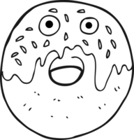 tiré noir et blanc dessin animé Donut png