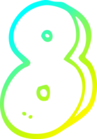 cold gradient line drawing of a cartoon number eight png