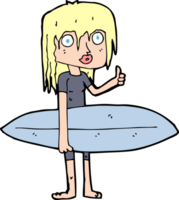 fille de surfeur de dessin animé png