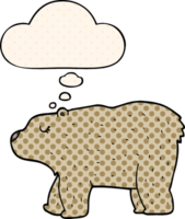 cartoon bear with thought bubble in comic book style png