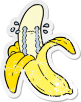 distressed sticker of a cartoon crying banana png