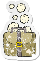 retro distressed sticker of a cartoon old work bag png