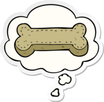 cartoon dog biscuit with thought bubble as a printed sticker png